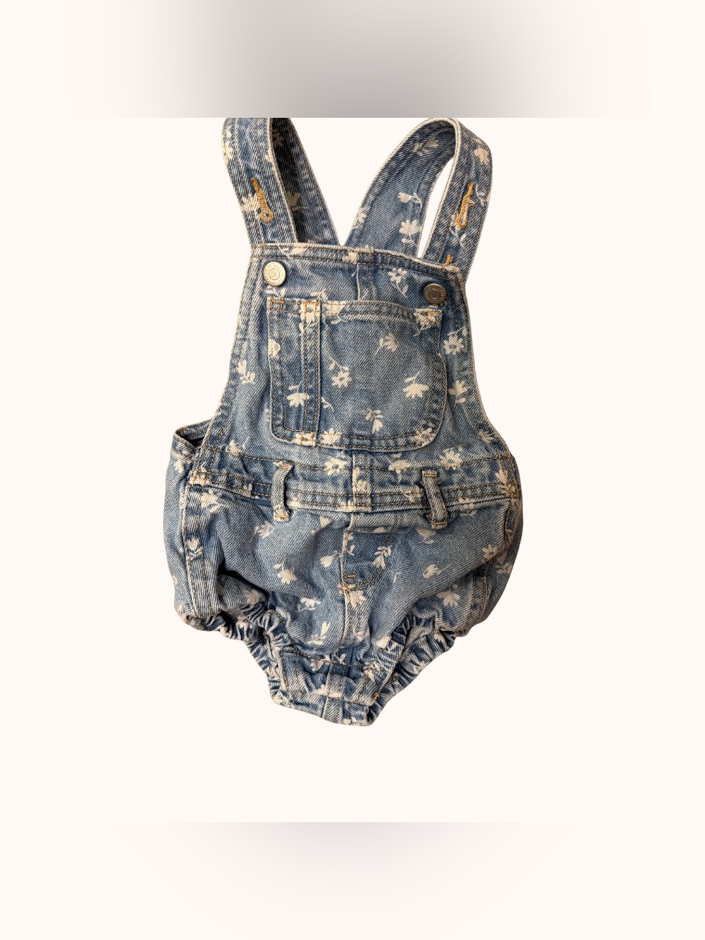 Old Navy Blue Floral Denim Baby Overalls